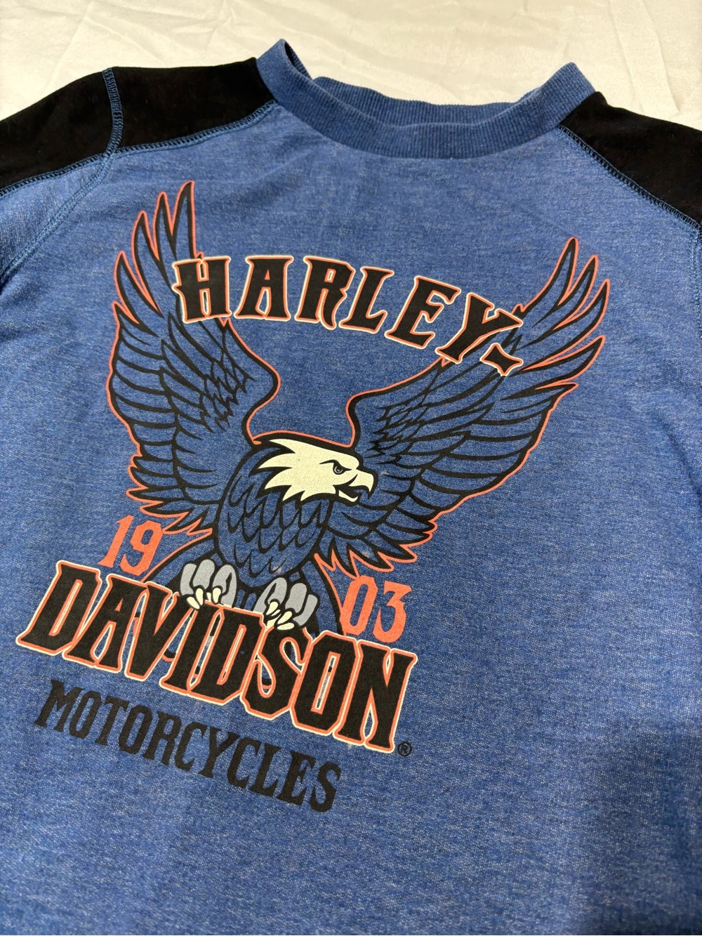 Harley Davidson Youth Eagle Sweatshirt Kids Size 8/10 Blue Black 2017 SGI